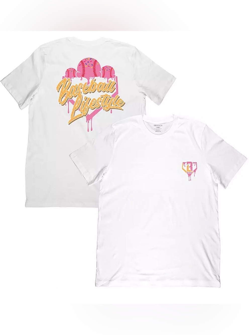 NWT [Baseball Lifestyle 101] Ice Cream Short Sleeve T-Shirt Pink White Men’s L - Picture 2 of 11